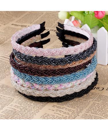 FASOTY Beaded Headband Set - 8 Colorful Non-Slip Thin Hair Hoops for Women & Girls - Fashion Hair Accessories (1.2cm/0.5 inch) - Buy Online on GoSupps.com