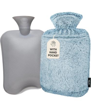 Qomfor Premium Hot Water Bottle with Fluffy Faux Fur Cover - 1.8L Large - Green | Pain Relief for Neck, Shoulders, Hands, and Feet - Buy Online on GoSupps.com