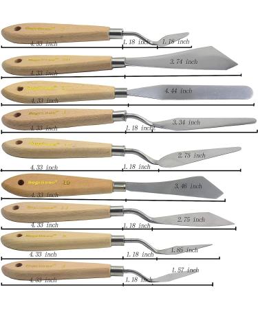 AebDerp 9 pcs Palette Knives Set with Wooden Handle for Oil, Canvas, Acrylic Painting - Buy Online on GoSupps.com