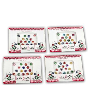 Buy 4 Packs of 64 Colorful Crystal Bindi Velvette Round Face Jewels Tika | International Shipping Available - Buy Online on GoSupps.com
