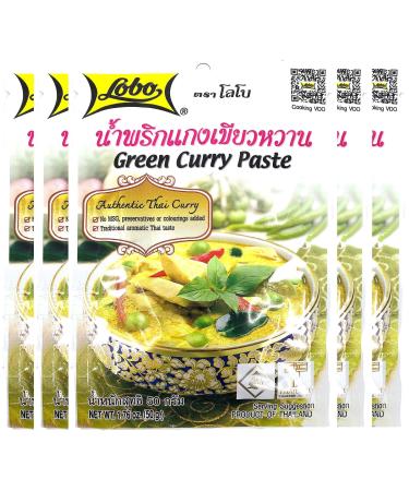 Lobo Thai Green Curry Paste - No MSG, No Preservatives, No Artificial Colors (Pack of 5)