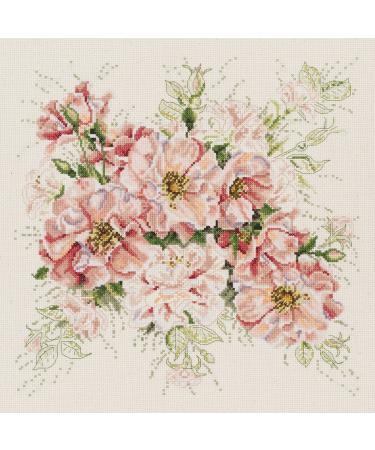 Janlynn 106-0057 14 Count Garden Roses Counted Cross Stitch Kit, 13 by 13-Inch, Pink