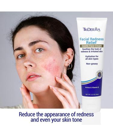 TriDerma Facial Redness Relief Gentle Face Cream - 3.3 oz (Pack of 1) - Buy Online on GoSupps.com