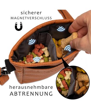 Ostfriesenpfoten Frieda Dog Treats Bag - High-Quality Synthetic Leather Brown Size L Easy-Open Lock Ideal for Walks & Training - Buy Online on GoSupps.com