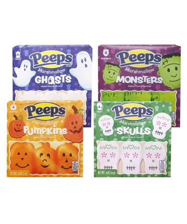 Halloween Peeps Variety Pack with Monsters, Ghosts, Pumpkins, and Skulls, 3 oz, Pack of 4