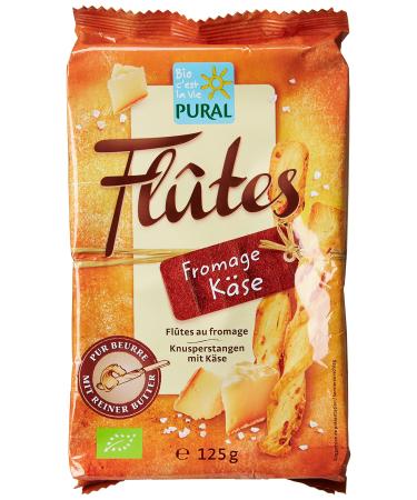 Pural Organic Cheese Flutes Aperitif Biscuits 125g