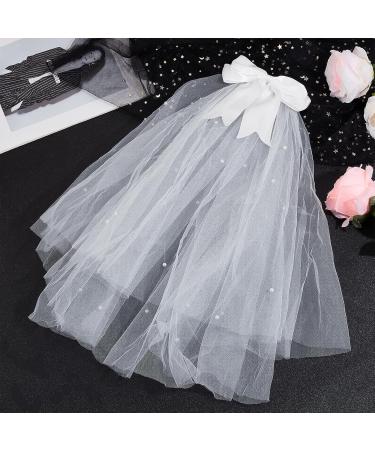 NICENEEDED Wedding Lace Hair Bows Tulle Hair Ribbons with Bow and Pearl Design White Hair Alligator with Metal Clip for Wedding Prom Party Bachelorette Party Bridal Shower - Buy Online on GoSupps.com