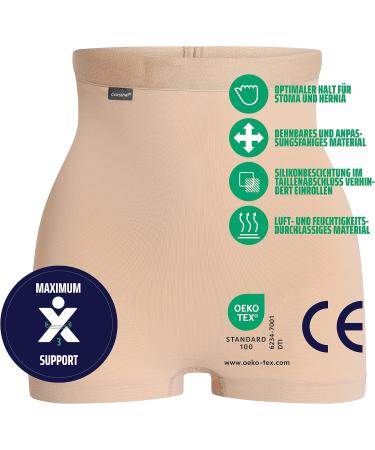 Corsinel Support Linen Low Women's Boxer Shorts for Stoma & Hernia | Maximum Support Damen Underpants for Umbilical Scar & Inguinal Hernia | Reliable Protection in Beige - Buy Online on GoSupps.com