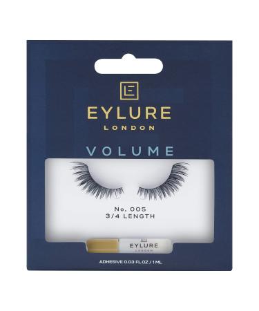 Eylure Volume False Lashes, Style No. 005, Reusable, Adhesive Included, 1 Pair