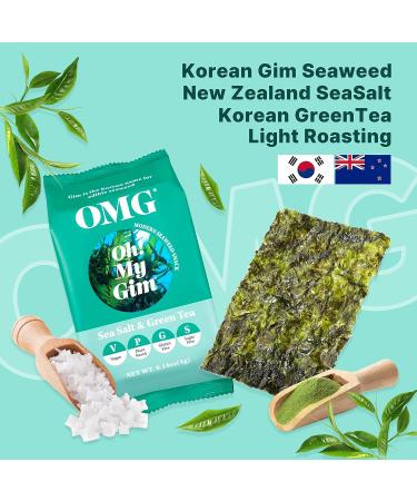 Oh!My Gim Seaweed Snack 16 Pack | Vegan Sea Salt & Green Tea Chips | Premium Dried Algae from South Korea - Healthy Snack Options - Buy Online on GoSupps.com