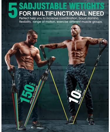 Resistance Bands Set - Exercise Bands for Men and Women - 10-150LBS Strength - Home Fitness Equipment with Handles, Door Anchor, Ankle Straps - Physical Therapy & Strength Training - Buy Online on GoSupps.com