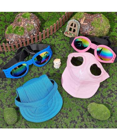 WEBEEDY 2 Sets Dog Hat and Sunglasses Set Summer Sunbonnet Adjustable Stripe Baseball Cap Pet Puppy Sunglasses for Outdoor Use - Buy Online on GoSupps.com