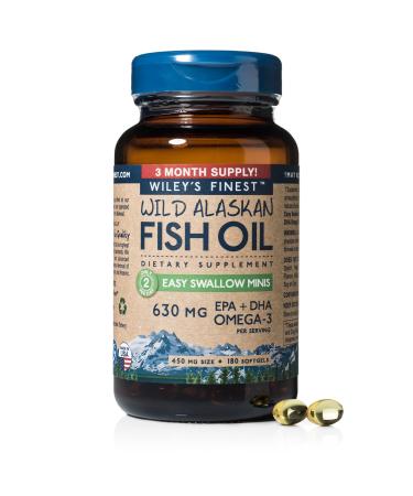Wiley's Finest Wild Alaskan Fish Oil Easy Swallow Minis 630 mg 180 Softgels