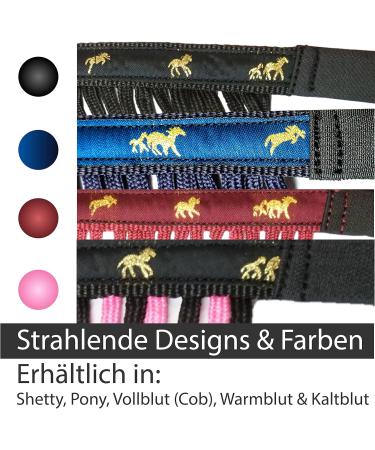 Fly Mask with Fringe & Velcro for Horses | Premium Fly Hood for Shetland Pony & Warmblood - Black Pink - Buy Online on GoSupps.com