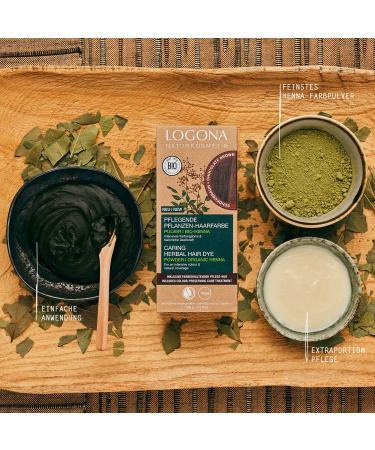 Logona Vegan Herbal Hair Color Powder - Organic Henna for Intense Chocolate Brown Shine | 100g Natural Plant-Based Hair Dye - Buy Online on GoSupps.com