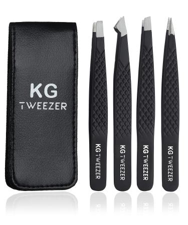 Eyebrow Tweezers Set  4 Pieces Professional Eyebrow Plucking Tweezers for Women and Men  Great Precision for Facial Hair  Splinter Blackhead and Ingrown Hair Removal