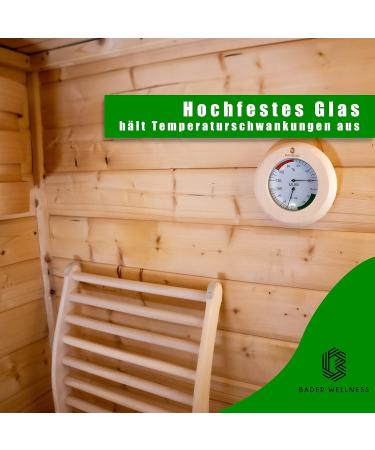 Bader Wellness Sauna Thermometer Hygrometer 2in1 - Premium Heat-Resistant Sauna Accessories with Solid Wood Frame | Accurate Temperature & Humidity Measurement (20 C - 120 C) - Buy Online on GoSupps.com