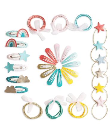 Paper dragon special 48 hair clips and hair tie in many colors - durable and robust - children's spectrum with glitter and fabric cover - hair accessories * rainbow pink * - for long and fine hair