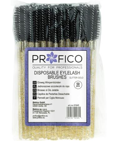 Profico 50 Disposable Eyelash Brushes Set Gold Mascara Application & Extension Tools for Perfect Lashes - Buy Online on GoSupps.com