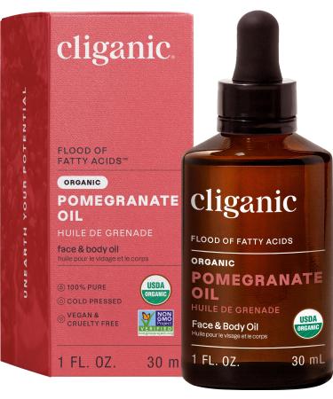 Cliganic Organic Pomegranate Seed Oil 100% Pure - For Face Skin | Natural Cold Pressed Unrefined 1 Fl Oz (Pack of 1)