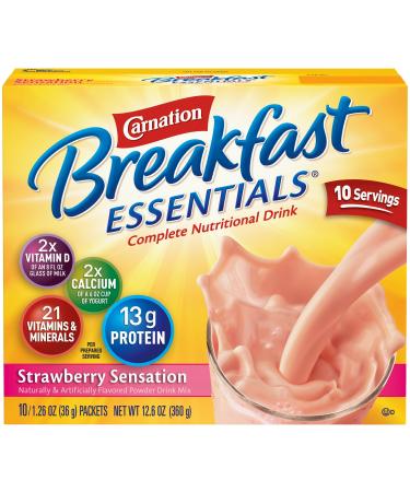 Carnation Instant Breakfast Essentials, Strawberry, 10 Count Box, 1.26-Ounce Packages (Pack of 6) - Buy Online on GoSupps.com