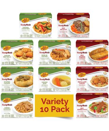 Kosher MRE Meat Meals Ready to Eat (10 Pack Variety - Beef, Chicken & Turkey) Prepared Entree Fully Cooked, Shelf Stable Microwave Dinner  Travel, Military, Camping, Emergency Survival Protein Food
