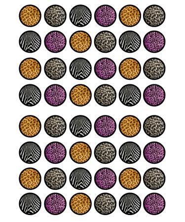 48 Animal Print Edible Premium Thickness SWEETENED Vanilla Wafer Rice Paper Mini Cupcake Toppers Cake Pops Cookies