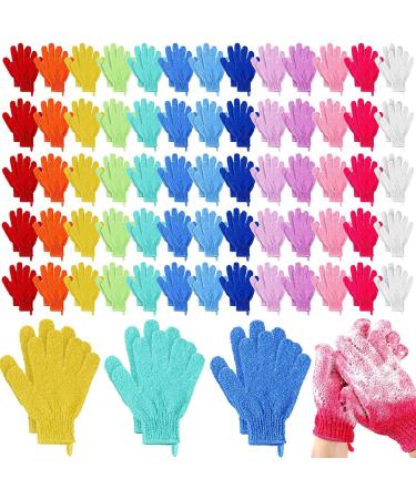 Didaey 104 Pcs Exfoliating Glove Bulk Shower Gloves with Hanging Loop Exfoliating Body Scrubber Dead Skin Remover for Body Bath Gloves for Beauty Spa Massage Body Scrubs Men Women Bathing  13 Colors