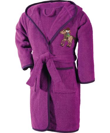 Erwin M ller Children's Bathyrum with hood frottier fuchsia size 146/152-soft skin-friendly with bags and binding belt embroidery horse (other sizes) 146-152 Fuchsia