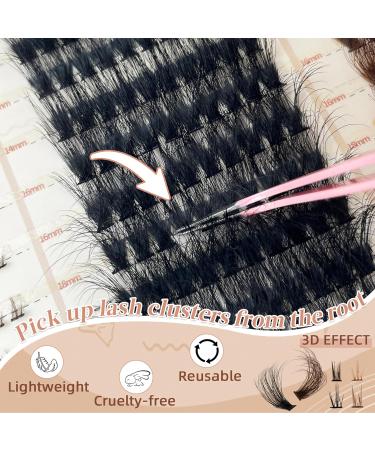 Fluffy Lash Clusters 10-22mm | 80D Black & Brown D Curl Eyelash Extensions | 296 PCS Thick Volume Individual False Eyelashes - Anforlin - Buy Online on GoSupps.com