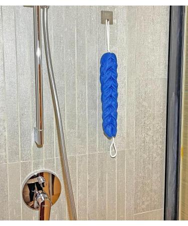 Stretch Back Sponge with Rope Handles - 2-Pack Blue Mesh Exfoliating Body Scrub for Men and Women - Buy Online on GoSupps.com