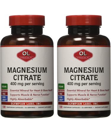 Buy Olympian Labs Magnesium Citrate 400mg - Vegan, Allergen-Free, Non-GMO Supplement for Nervous System, Muscle & Bone Health - 100 Count - Buy Online on GoSupps.com