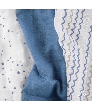 Popolini 3x Muslin Diapers - Starry Sea 70x70 cm | Absorbent & Washable Cloth Diapers for Eco-Friendly Parenting - Buy Online on GoSupps.com