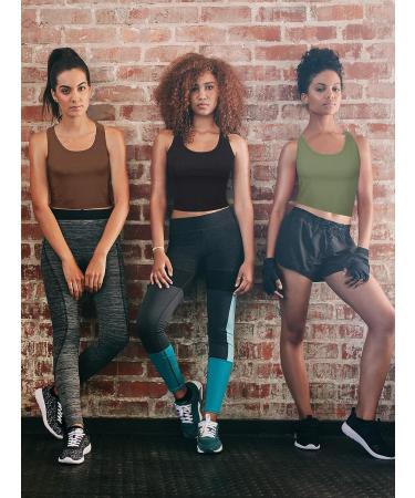 Boao 4-Piece Women's Crop Tank Tops Set - Sleeveless Racerback Sport Tops in Black, White, Army Green & Coffee Medium - Buy Online on GoSupps.com