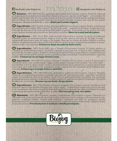 Biojoy ORGANIC Parsley (250 g) dried and rubbed without additives (Petroselinum crispum) - Buy Online on GoSupps.com