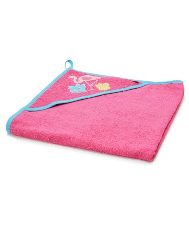 Playshoes Baby Terry Cloth Hooded Towel Bath Towel 18 - Pink Flamingo 100x100cm