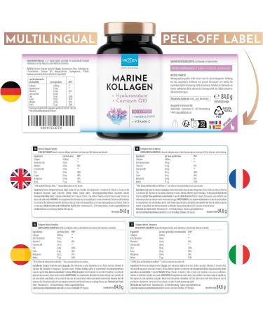 Premium Marine Collagen Kombo 1000mg + Q10 | Hyaluronic Acid Vitamins & Minerals for Healthier Skin & Hair | Made in Austria by Vroody - Buy Online on GoSupps.com