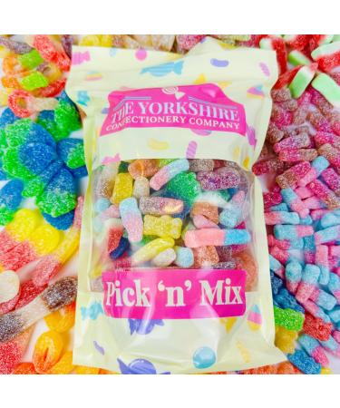 The Yorkshire Confectionery Company - Fizzy Favourites Pick And Mix Sweets 1kg Pouch Bag packed with Sweets and Candy. Assortment is in a Large Resealable Bag Great For Sharing Or As A Gift (1kg)