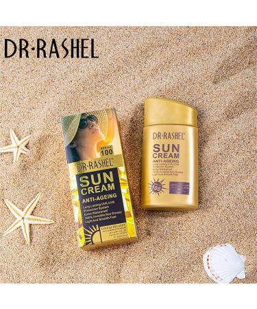 Dr Rashel Anti Aging Sunscreen SPF 100 - Waterproof Non-Greasy Face & Body Lotion Ideal Beach Essential for Women Lightweight Moisturizing Sun Cream - Buy Online on GoSupps.com