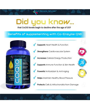 CoQ10 100mg Softgels with Organic Olive Oil - Heart Health & Energy Support - Buy Online on GoSupps.com