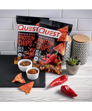 Quest Nutrition Hot & Spicy Tortilla Style Protein Chips - 12 Pack 1.1 oz - High Protein, Low Carb, Gluten Free - Buy Online on GoSupps.com