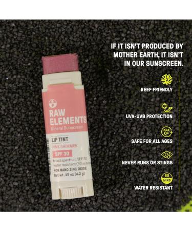 Raw Elements Organic Pink Lip Shimmer Zinc Oxide SPF 30+ 0.15 oz (Pack of 3) Pink Lip Shimmer SPF 30 (Pack of 3) - Buy Online on GoSupps.com
