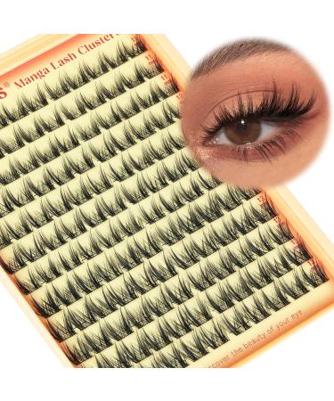 Goddvenus Manga Lash Clusters D Curl Wispy Natural11-13mm Cluster Eyelash Extensions 132pcs Reused Cotton Band Anime Individual Lashes Eyelashes Clusters for DIY Lash Extension B-manga lash clusters