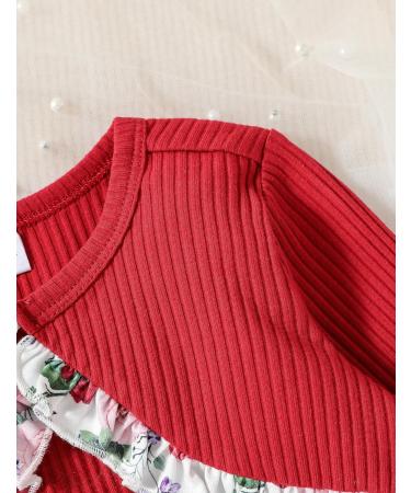 Puseky Toddler Girl 2-Piece Floral Dress & Ribbed Cardigan Set, 5-6 Years, Wine Red - Buy Online on GoSupps.com
