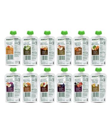 Sprout Organic Baby Food Stage 2 Pouches 12 Flavor Fruit Veggie & Grain Variety Sampler 3.5 Oz (Pack of 12) - Buy Online on GoSupps.com
