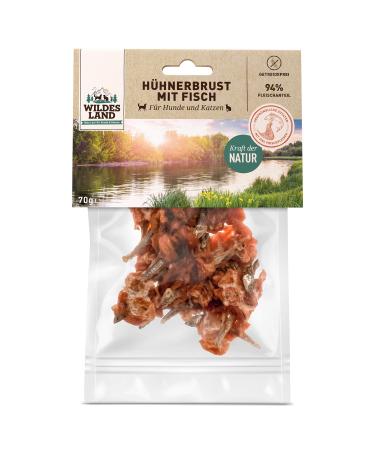 Wild land - chicken breast with fish - 70 g - Kausnack for cats - of course reward - free -free - free -free - fresh gentle dried meat - high meat content - fat low