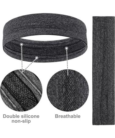 Vsiopy Men's Non Slip Running Headband 6-Pack - Moisture Wicking & Adjustable Workout Sweatbands in Black and Grey - Buy Online on GoSupps.com