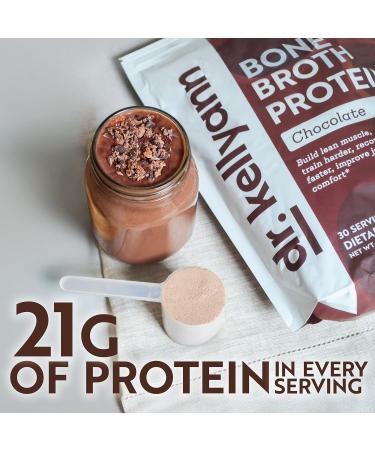 Dr. Kellyann Keto Bone Broth Protein Powder Chocolate - Protein 21g 2g Net Carbs - Grass Fed Hydrolyzed Collagen - Sugar Gluten and Dairy Free Paleo Keto Protein Shakes (30 Servings) - Buy Online on GoSupps.com