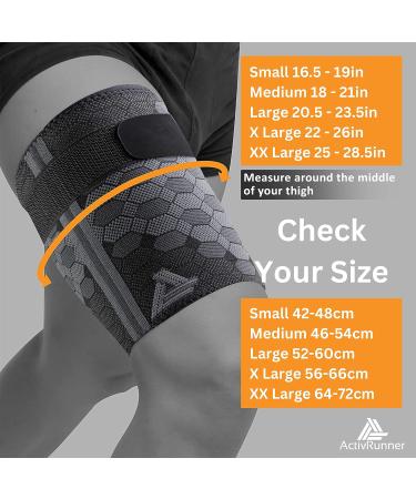 ActivRunner Thigh Compression Support Sleeve (2 Pack) - Adjustable Non-Slip Strap for Hamstring & Quadricep - Men & Women (Medium) - Buy Online on GoSupps.com