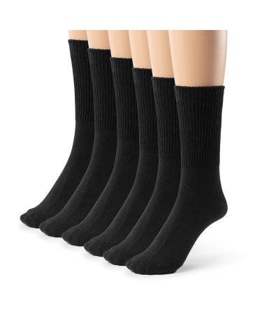 Silky Toes 3 or 6 Pack Men s Bamboo Diabetic Seamless Soft Non-Binding Crew Socks Also Available In Plus Sizes 10-13 Black- 6 Pairs